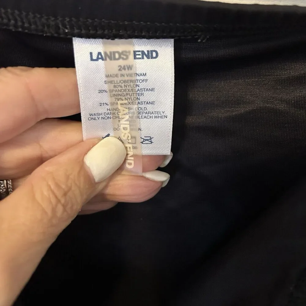 Lands' End Swim Skirt Skort Women Plus Size 24W Black Built in Brief Beach
